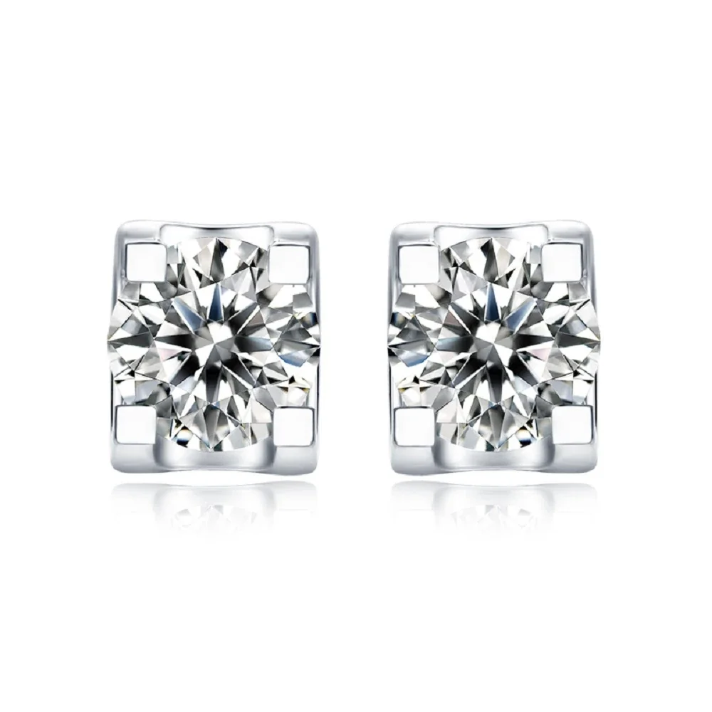 Open-Frame 925 Sterling Silver Round Moissanite Stud Earrings