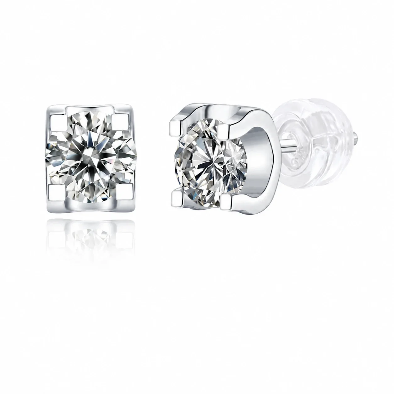 Open-Frame 925 Sterling Silver Round Moissanite Stud Earrings