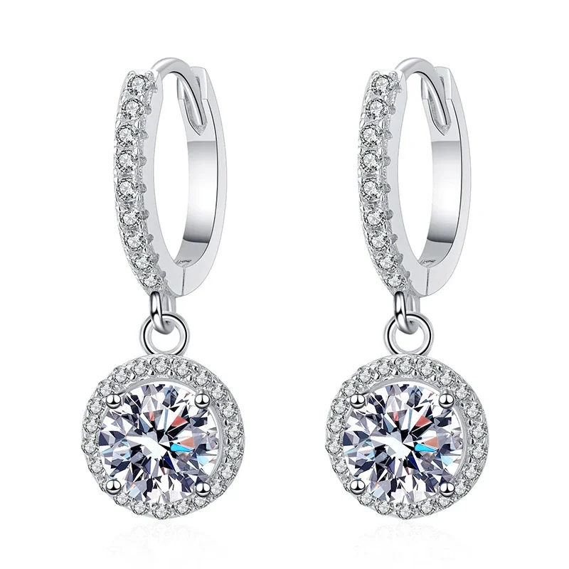 Luminous Pavé Hoop Halo 925 Sterling Silver Drop Earrings