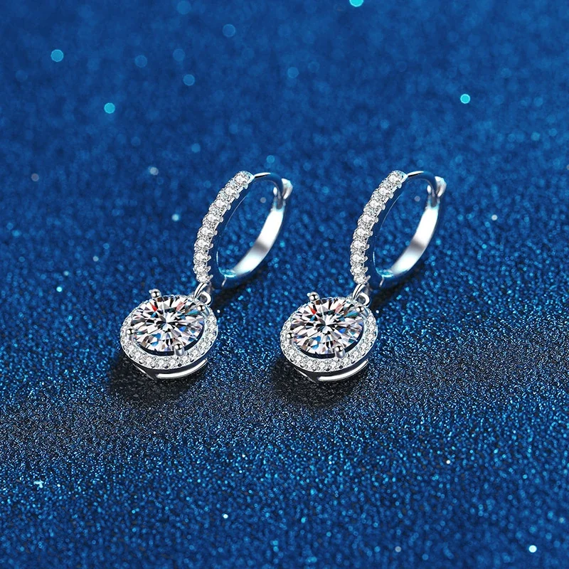 Luminous Pavé Hoop Halo 925 Sterling Silver Drop Earrings