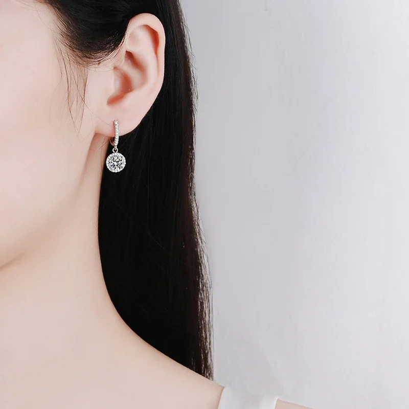 Luminous Pavé Hoop Halo 925 Sterling Silver Drop Earrings
