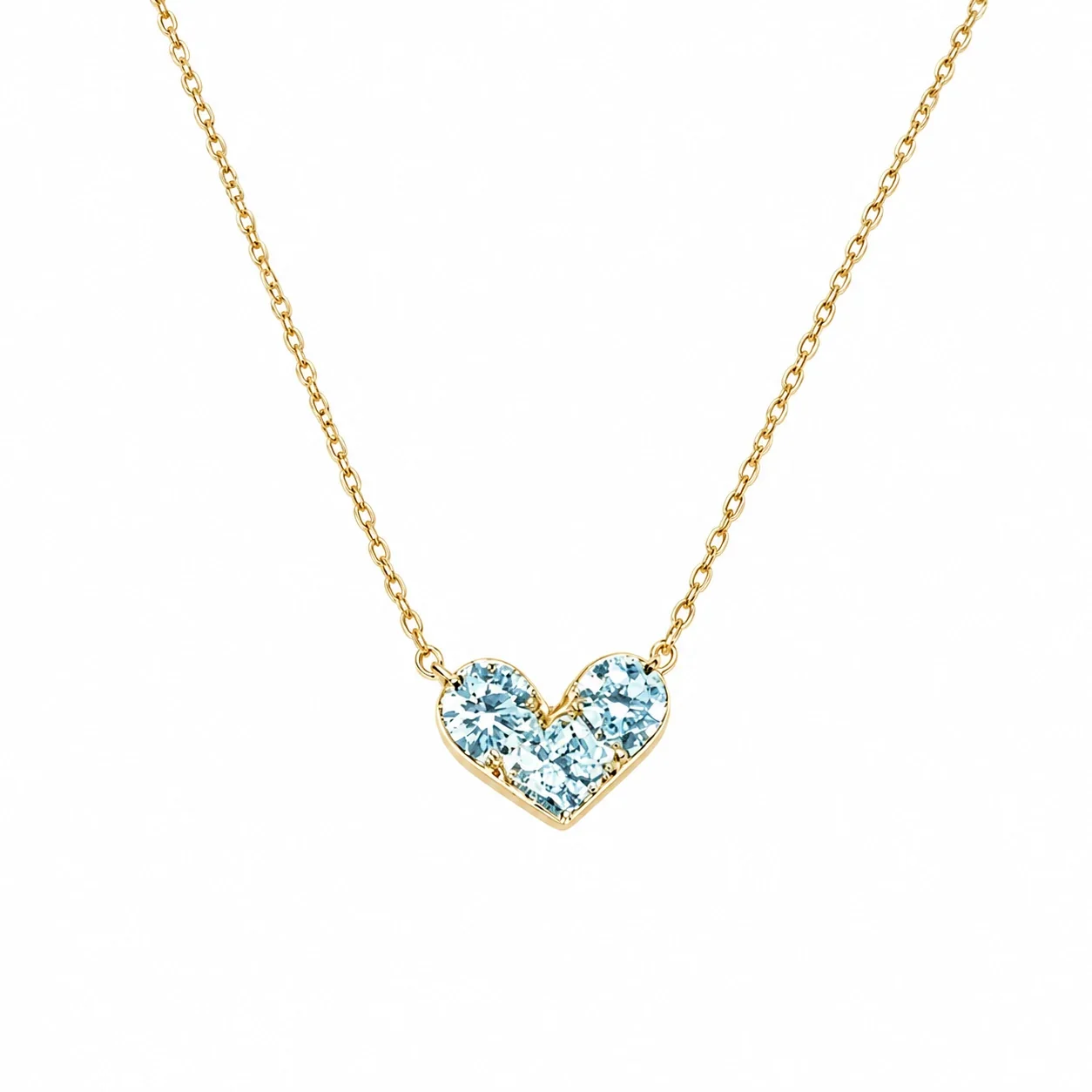 Sparkling 925 Sterling Silver Blue Stone Heart Pendant Necklace