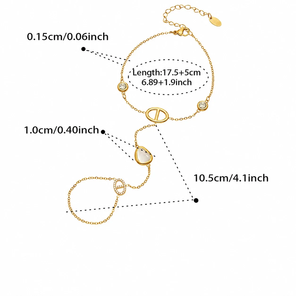 Luminous Gold-Plated Oval Link Teardrop Stainless Steel Bracelet - E019