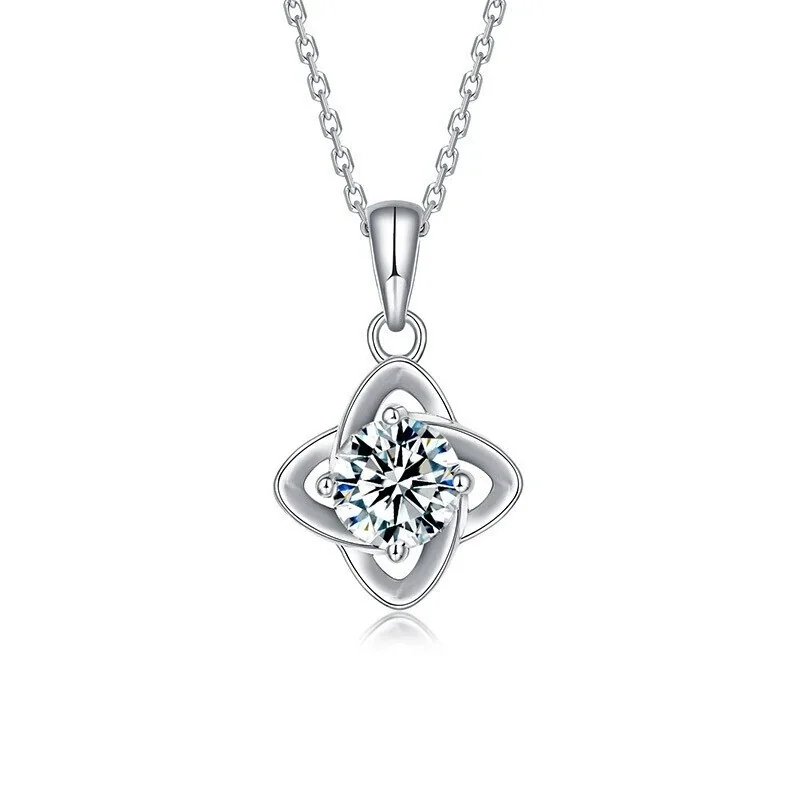 Celestial 925 Sterling Silver Four-Petal Moissanite Necklace