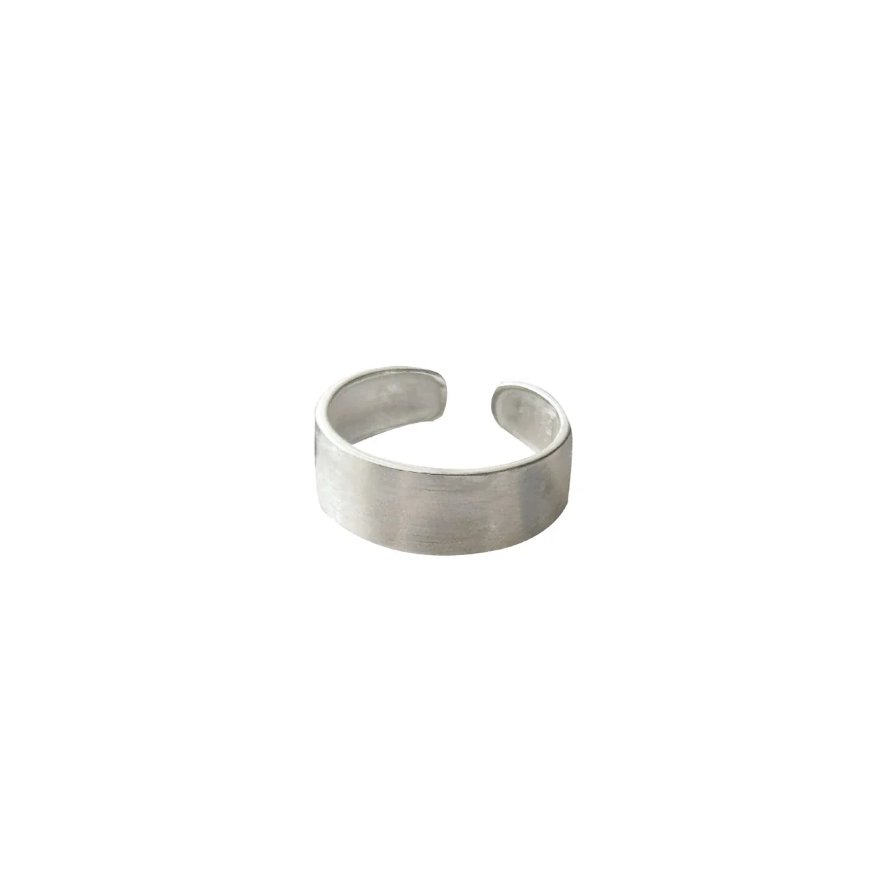 Brushed Wide-Band Open-Front 925 Sterling Silver Ring