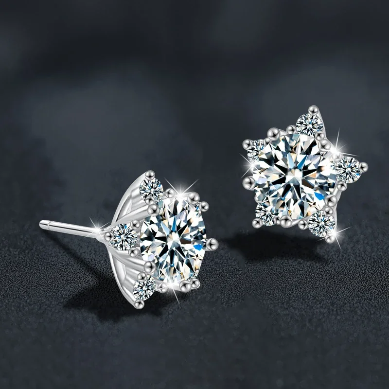 Celestial 925 Sterling Silver Star Halo Stud Earrings