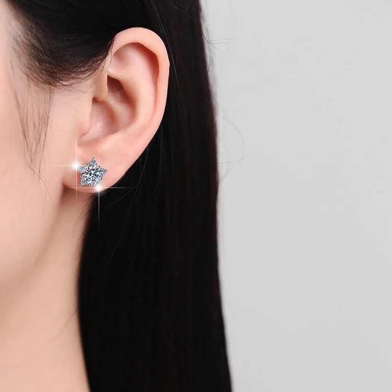 Celestial 925 Sterling Silver Star Halo Stud Earrings