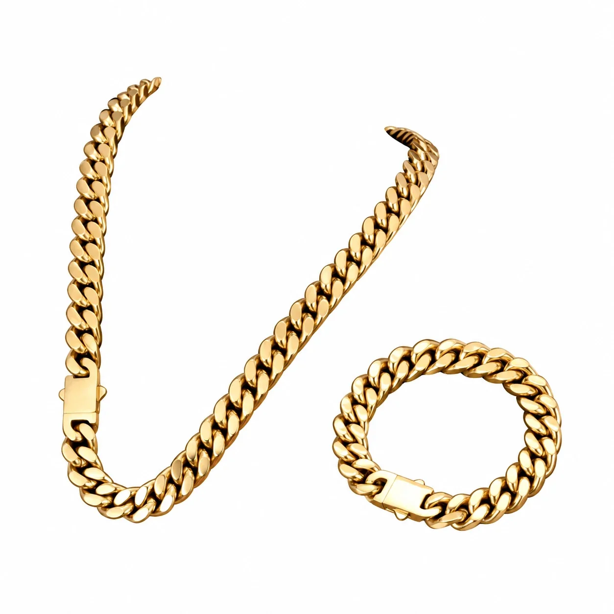 Bold Stainless Steel Polished Curb-Link Box-Clasp Bracelet