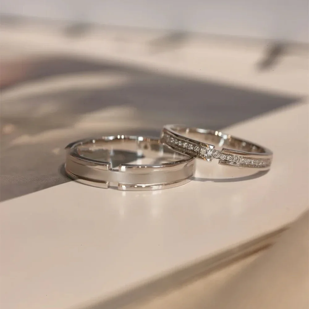 Contemporary 925 Sterling Silver Textured Channel-Set Rings