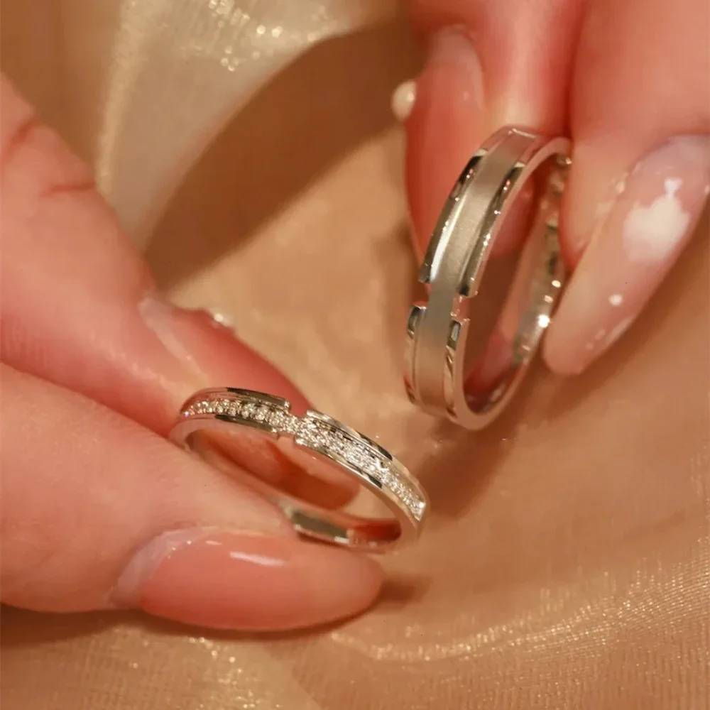 Contemporary 925 Sterling Silver Textured Channel-Set Rings