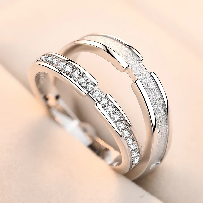 Contemporary 925 Sterling Silver Textured Channel-Set Rings