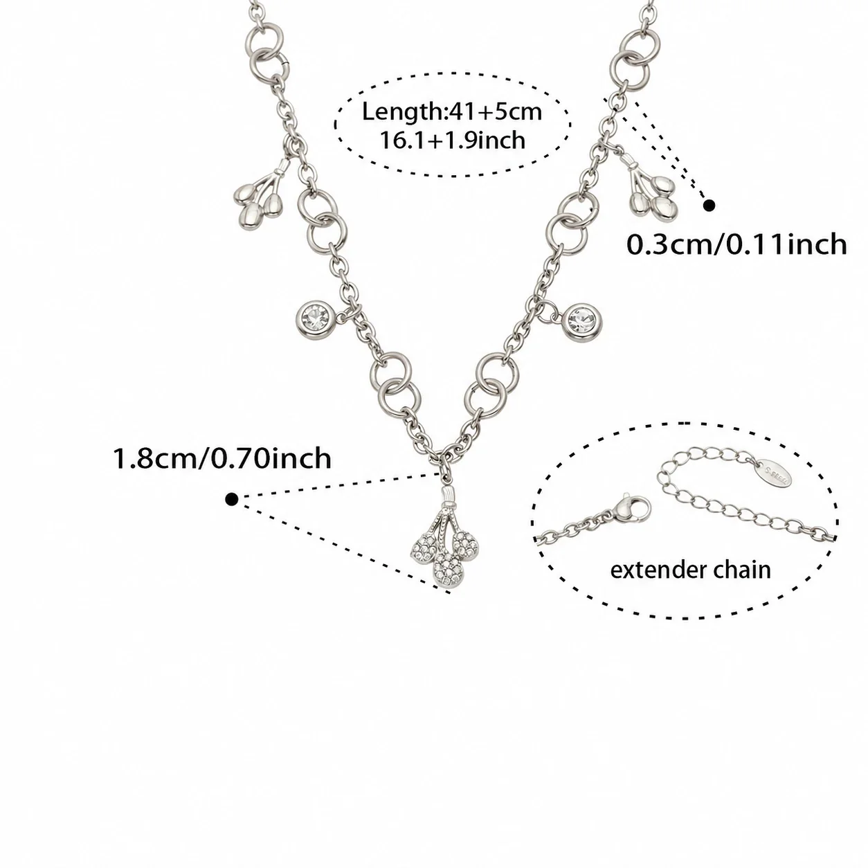 Teardrop CZ Charm 18K Gold-Plated Steel Jewelry Set - Steel 41+5 cm