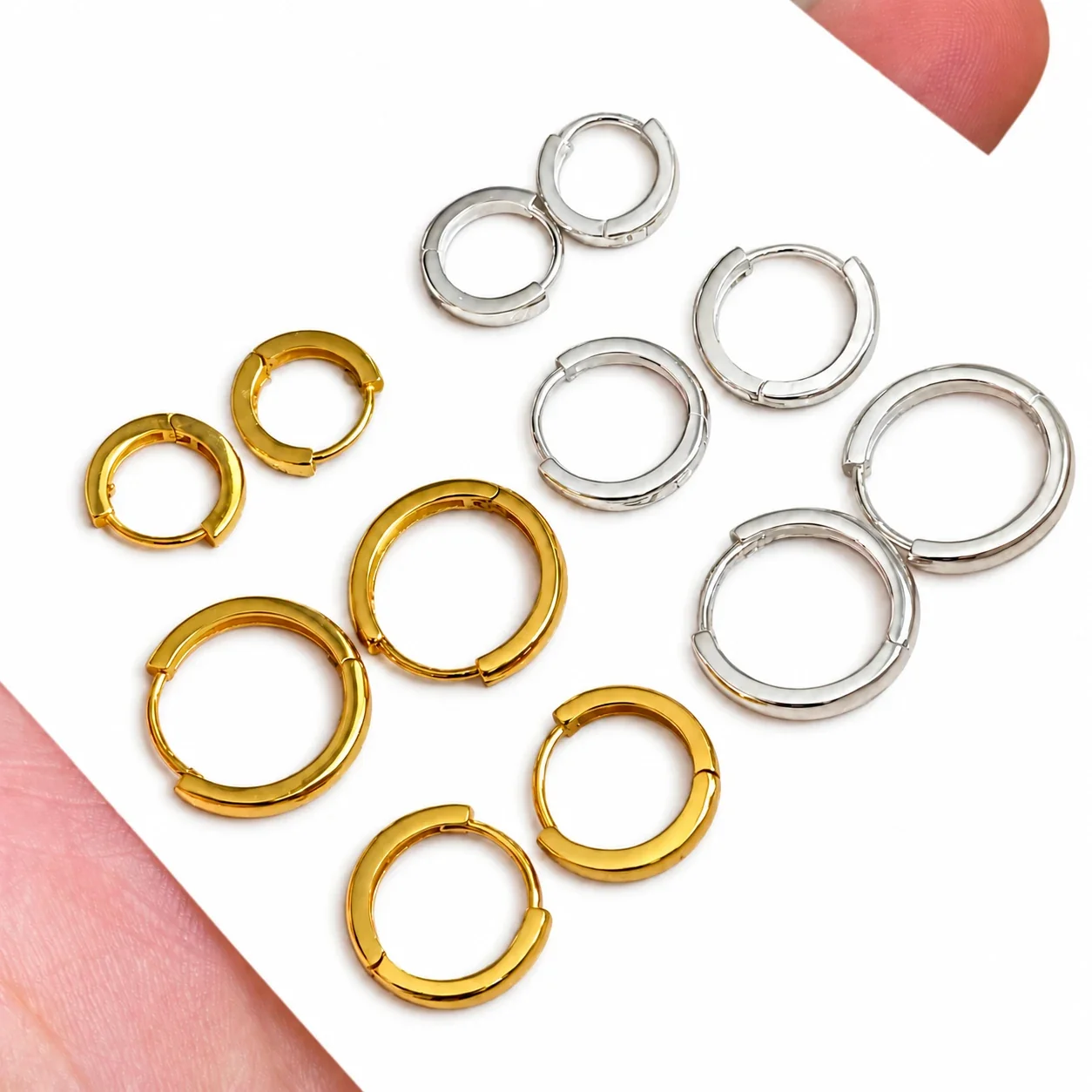 Slim Polished 925 Sterling Silver Huggie Hoop Earrings