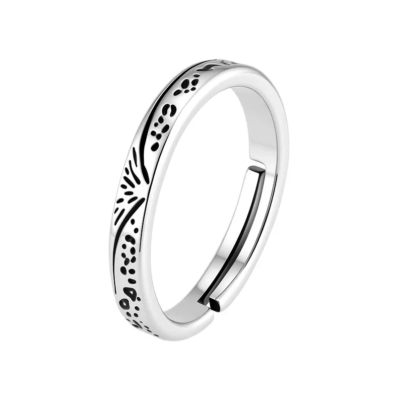 Etched Fan Motif Silver-Tone Copper Open Band Ring