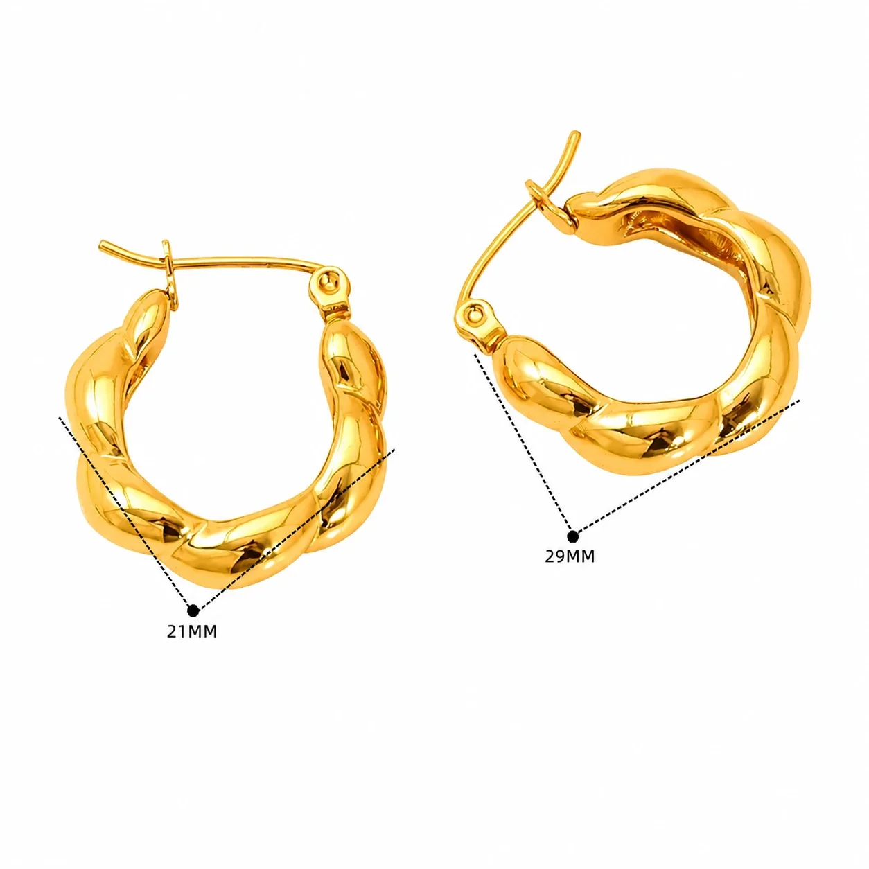 Sculptural 18K Gold PVD Rope-Wrapped Huggie Hoop Earrings - Gold Bead Fringe