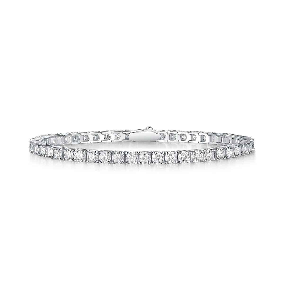 Radiant 925 Sterling Silver Square Prong-Set Moissanite Tennis Bracelet