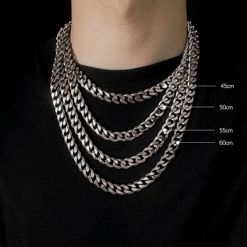 Bold Polished Stainless Steel Cuban Link Chain Necklace