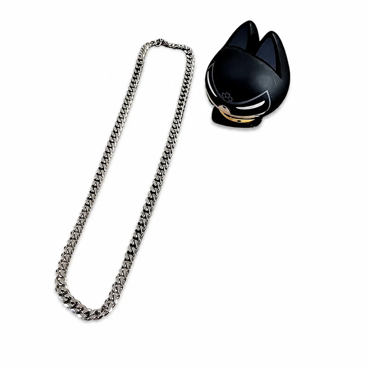 Bold Polished Stainless Steel Cuban Link Chain Necklace - Polished Steel 7 mm Cuban Link 55 cm