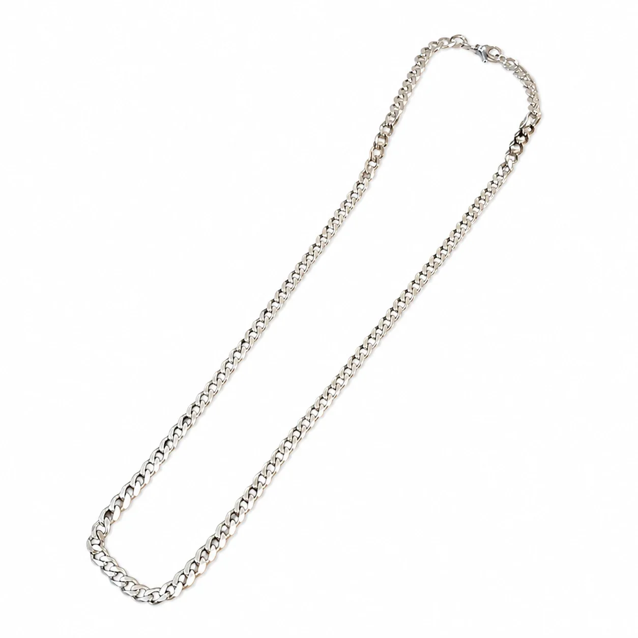 Bold Polished Stainless Steel Cuban Link Chain Necklace - Polished Steel 5 mm Cuban Link 50 cm