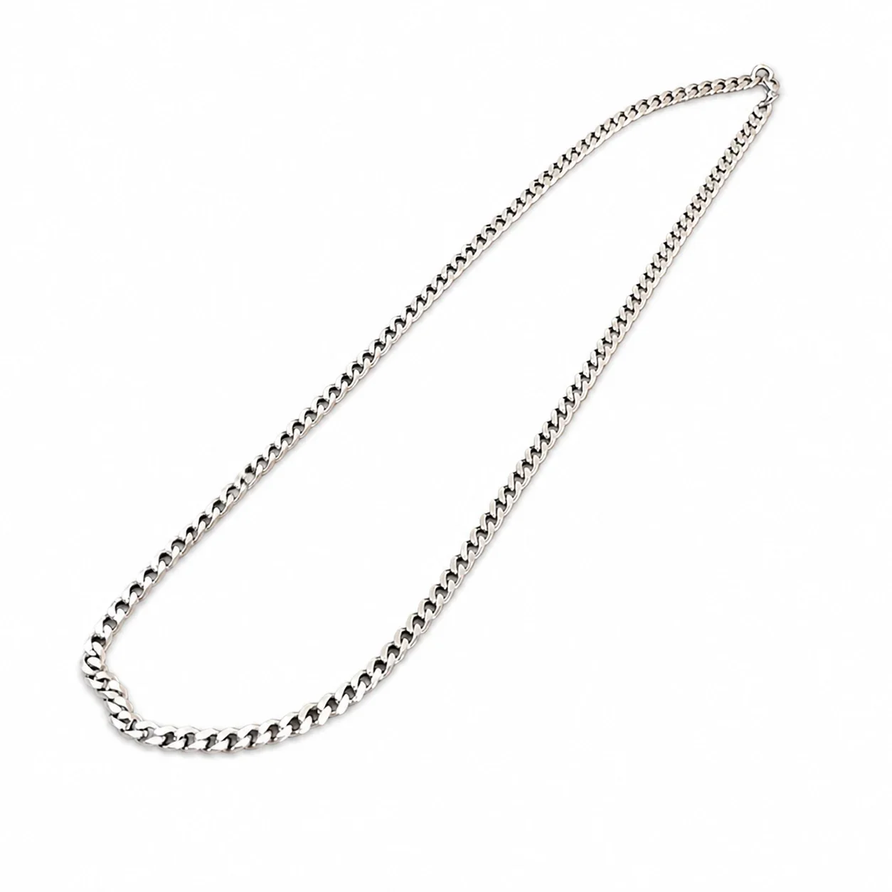 Bold Polished Stainless Steel Cuban Link Chain Necklace - Polished Steel 5 mm Cuban Link 55 cm