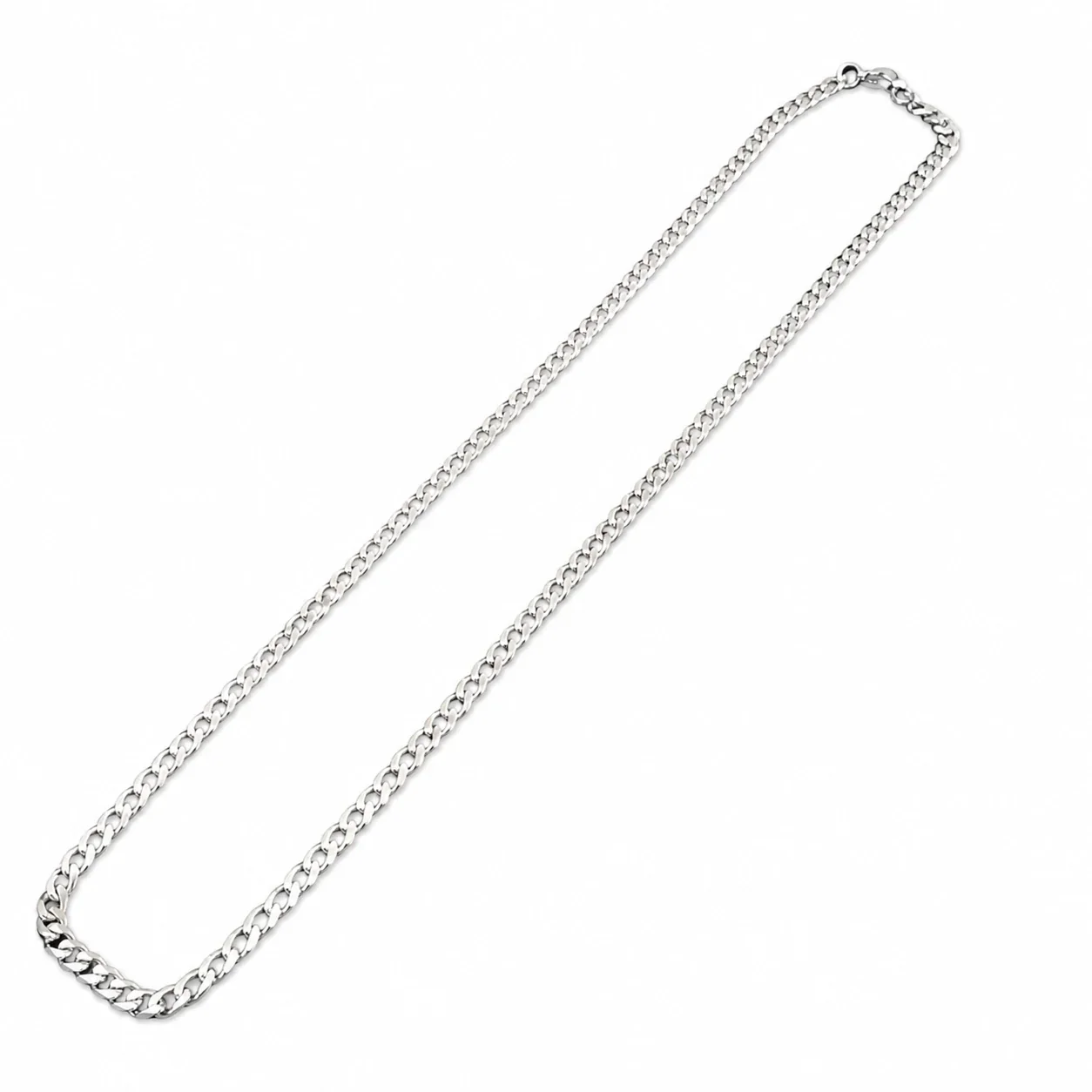 Bold Polished Stainless Steel Cuban Link Chain Necklace - Polished Steel 5 mm Cuban Link 60 cm