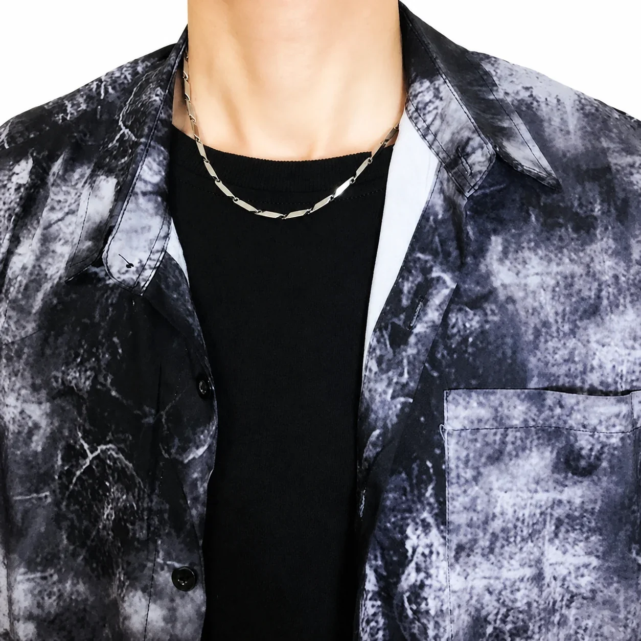 Bold Polished Stainless Steel Cuban Link Chain Necklace - Polished Steel 3 mm 50 cm