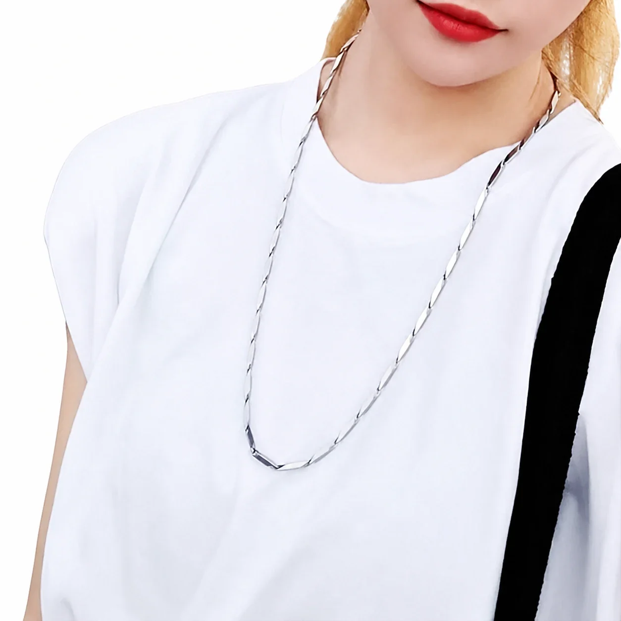 Bold Polished Stainless Steel Cuban Link Chain Necklace - Polished Steel 3 mm 70 cm