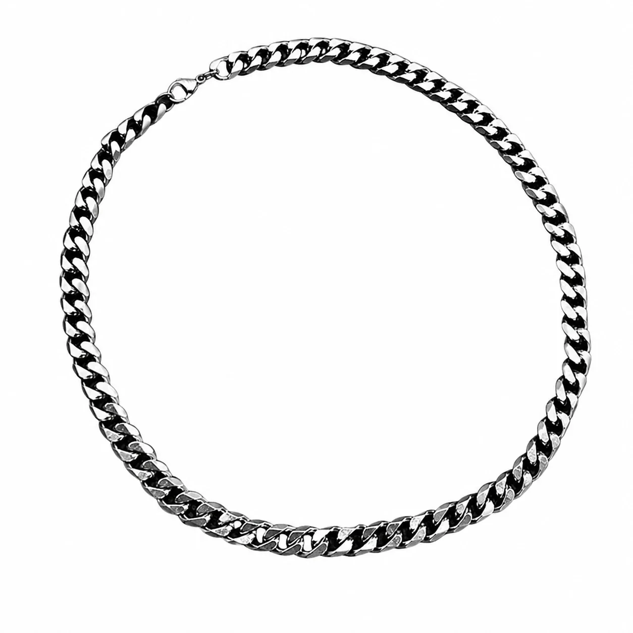 Bold Polished Stainless Steel Cuban Link Chain Necklace - Polished Steel 11 mm Cuban Link 55 cm