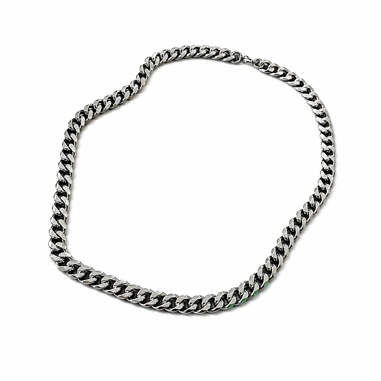 Bold Polished Stainless Steel Cuban Link Chain Necklace - Polished Steel 9 mm Cuban Link 50 cm