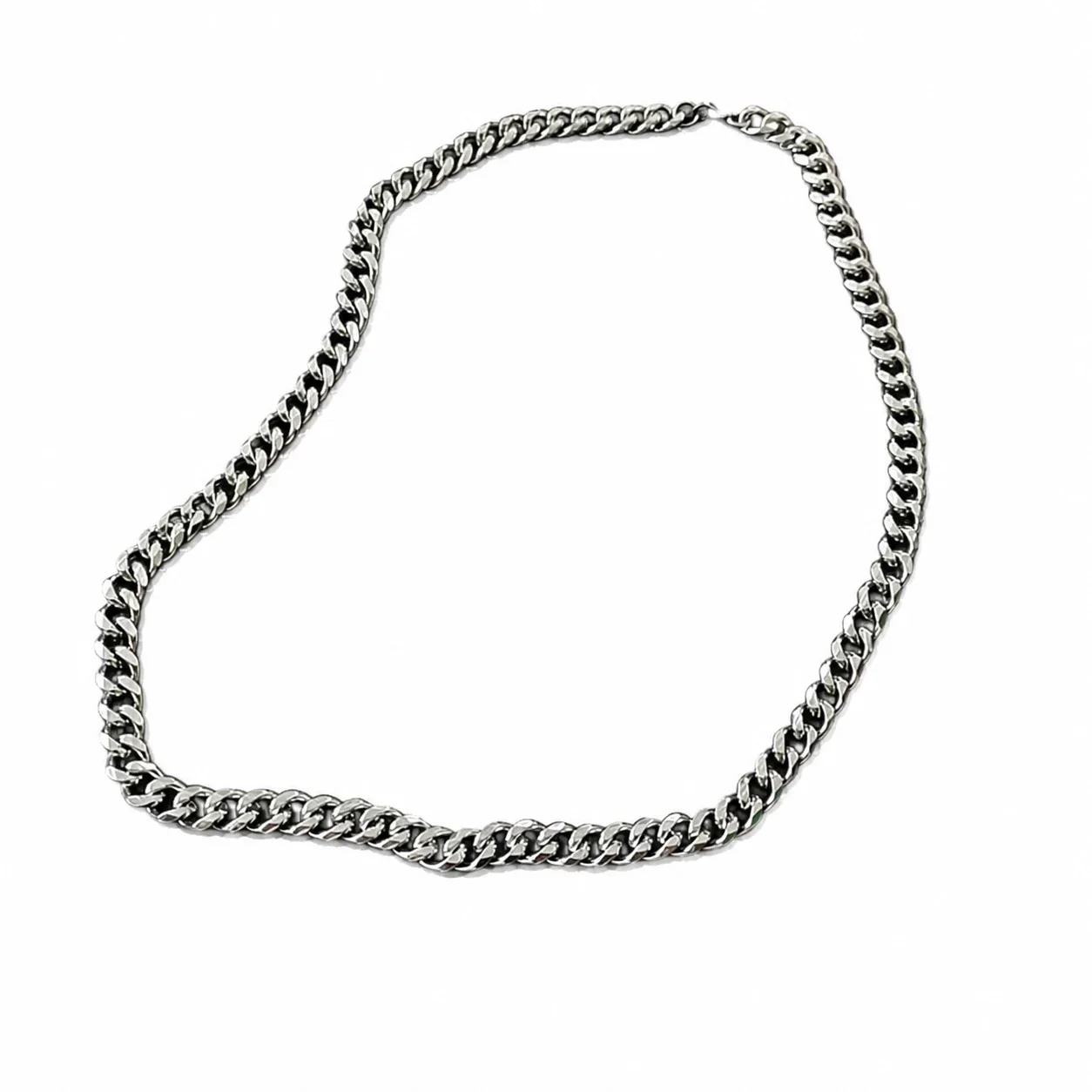 Bold Polished Stainless Steel Cuban Link Chain Necklace - Polished Steel 9 mm Cuban Link 60 cm