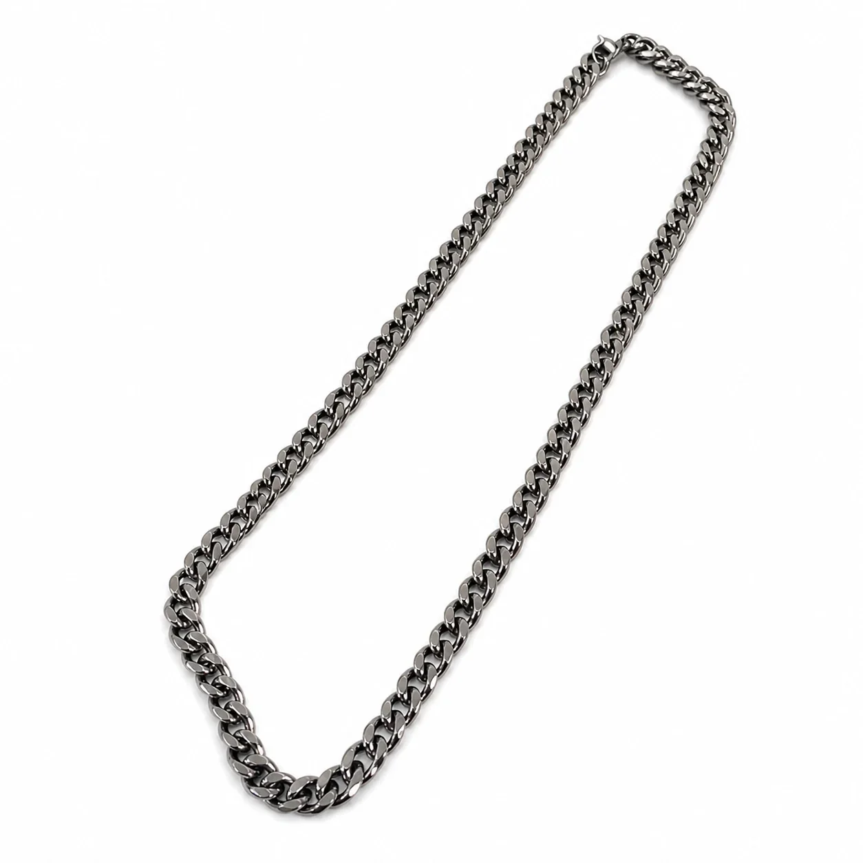 Bold Polished Stainless Steel Cuban Link Chain Necklace - Polished Steel 7 mm Cuban Link 45 cm