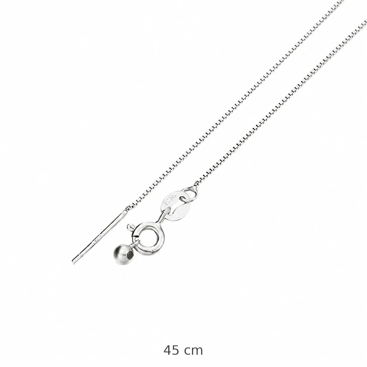 Versatile 925 Sterling Silver Box and Snake Chain Necklace - Silver Box 45 cm