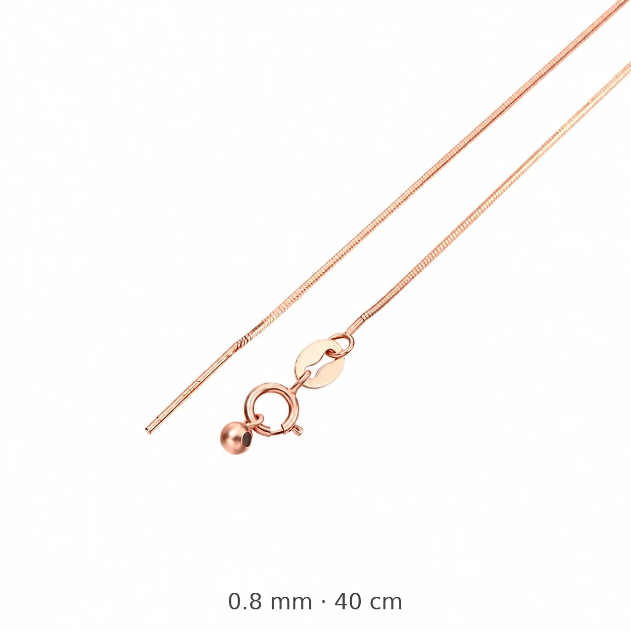 Versatile 925 Sterling Silver Box and Snake Chain Necklace - Rose Gold Octagonal Snake 40 cm