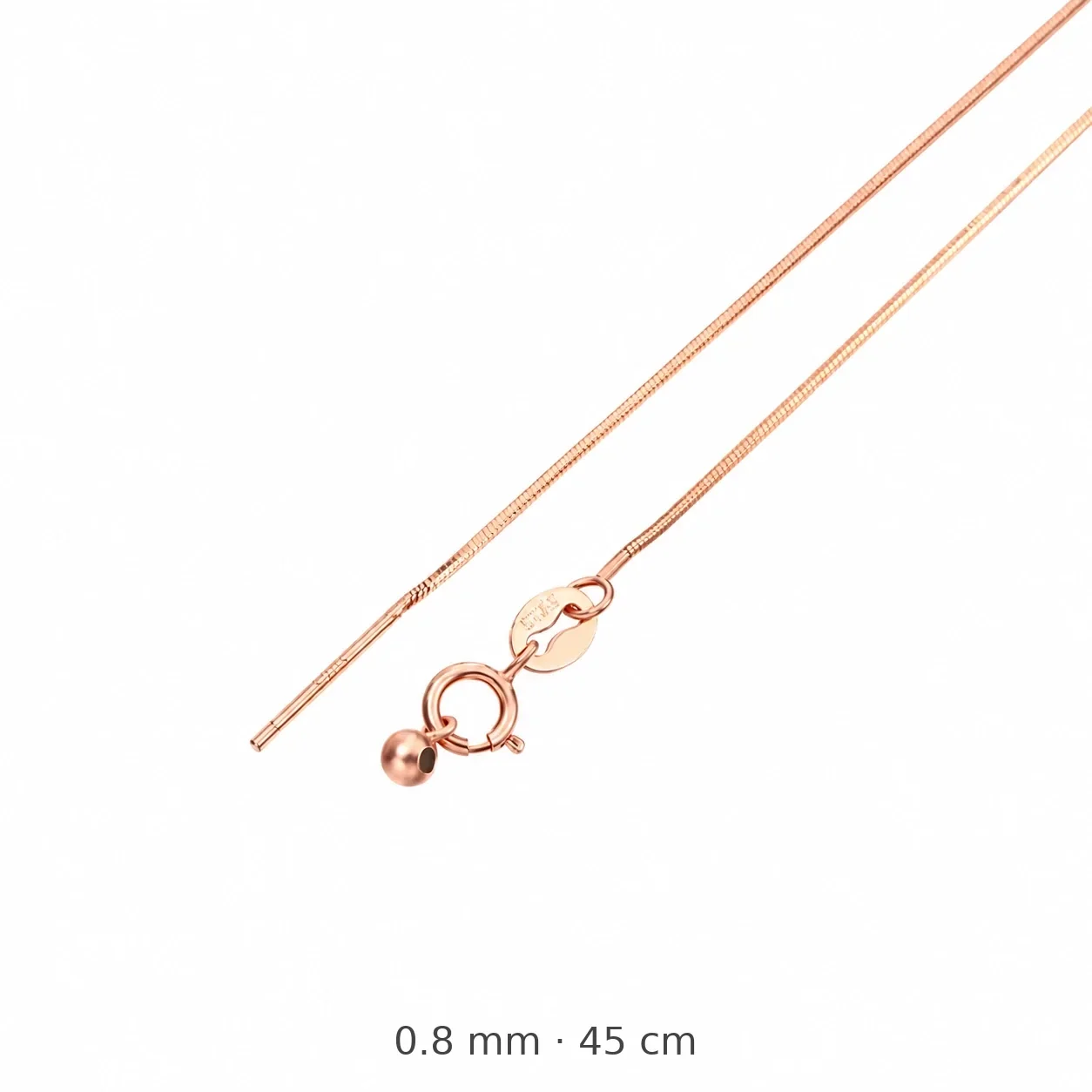 Versatile 925 Sterling Silver Box and Snake Chain Necklace - Rose Gold Octagonal Snake 45 cm