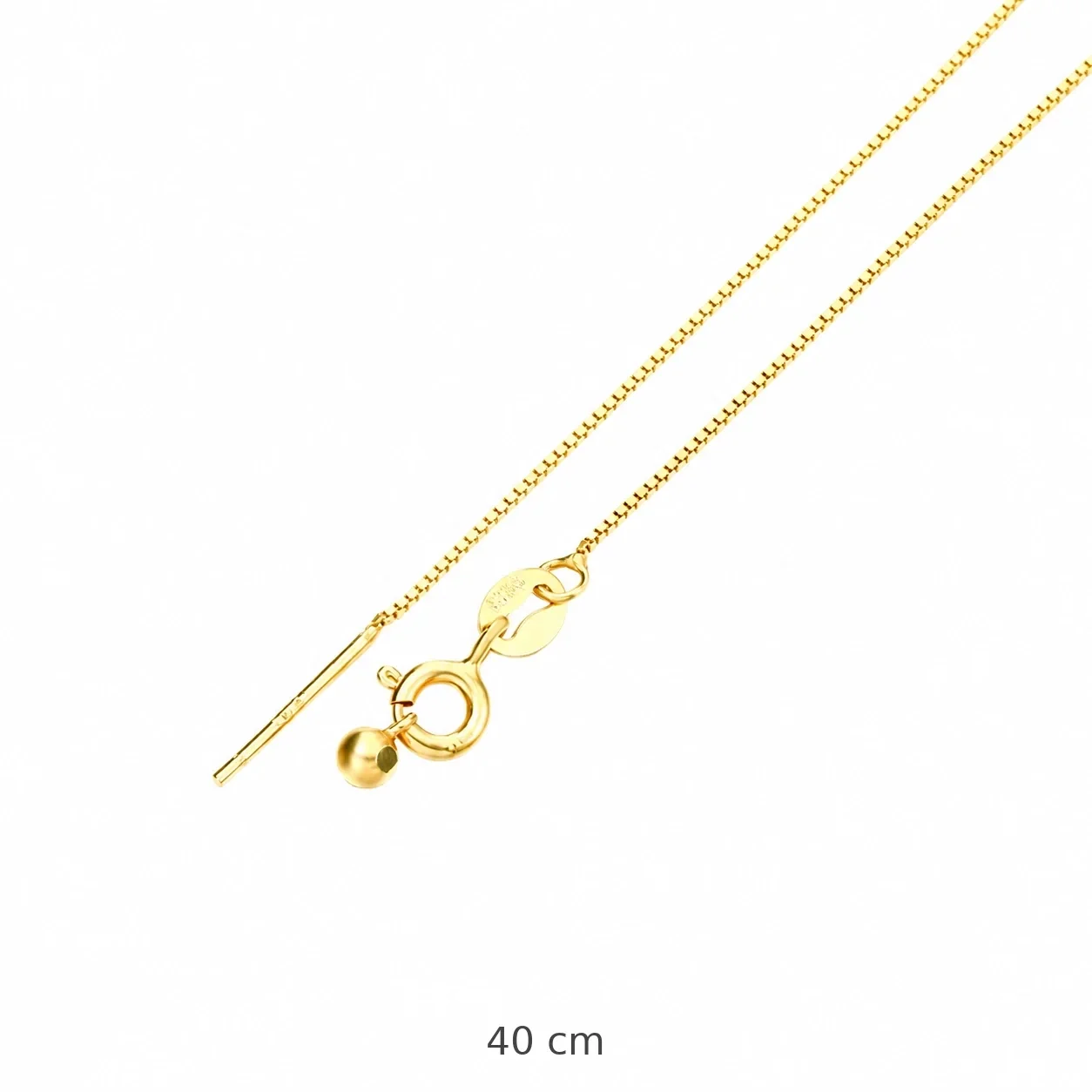 Versatile 925 Sterling Silver Box and Snake Chain Necklace - Gold Box 40 cm