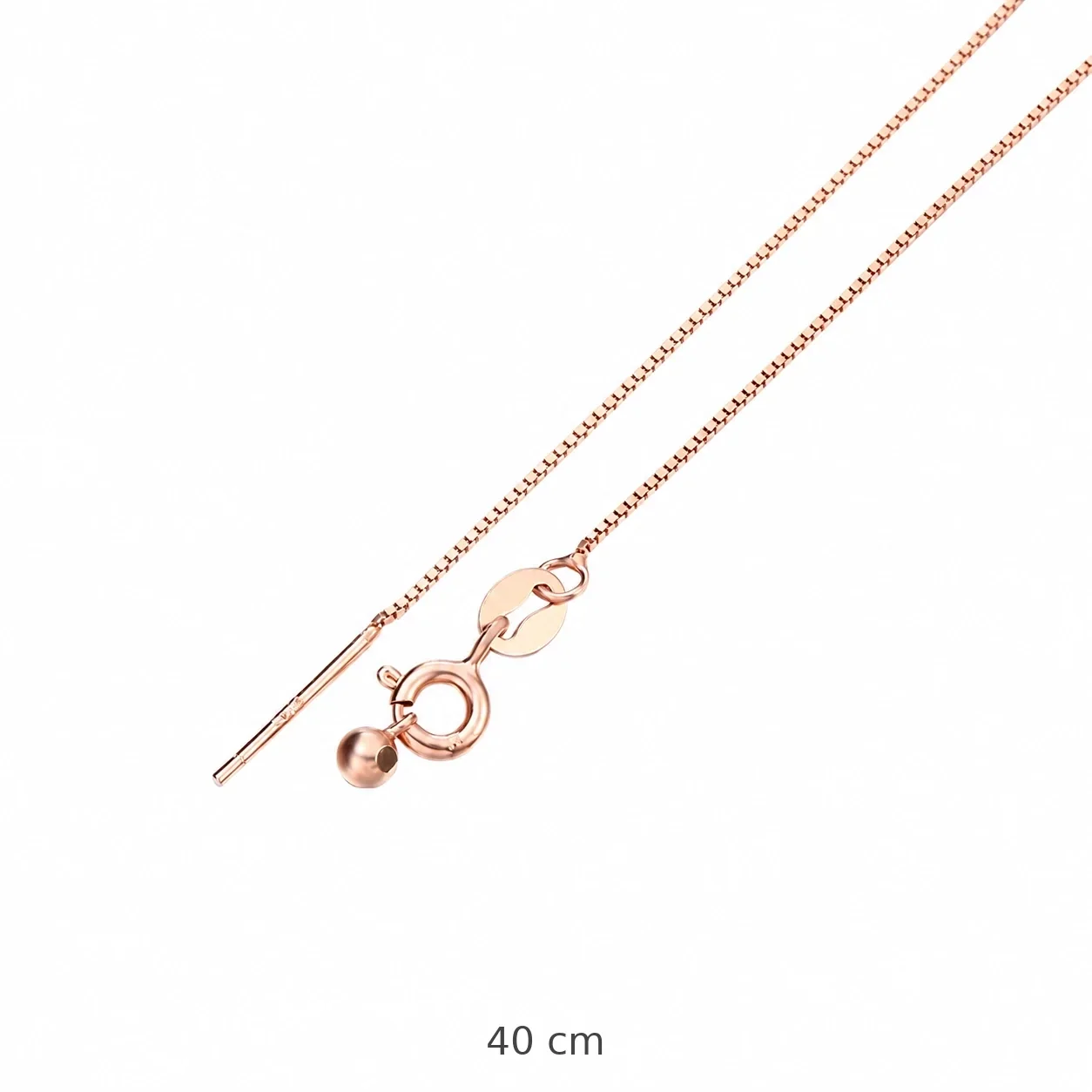 Versatile 925 Sterling Silver Box and Snake Chain Necklace - Rose Gold Box 40 cm