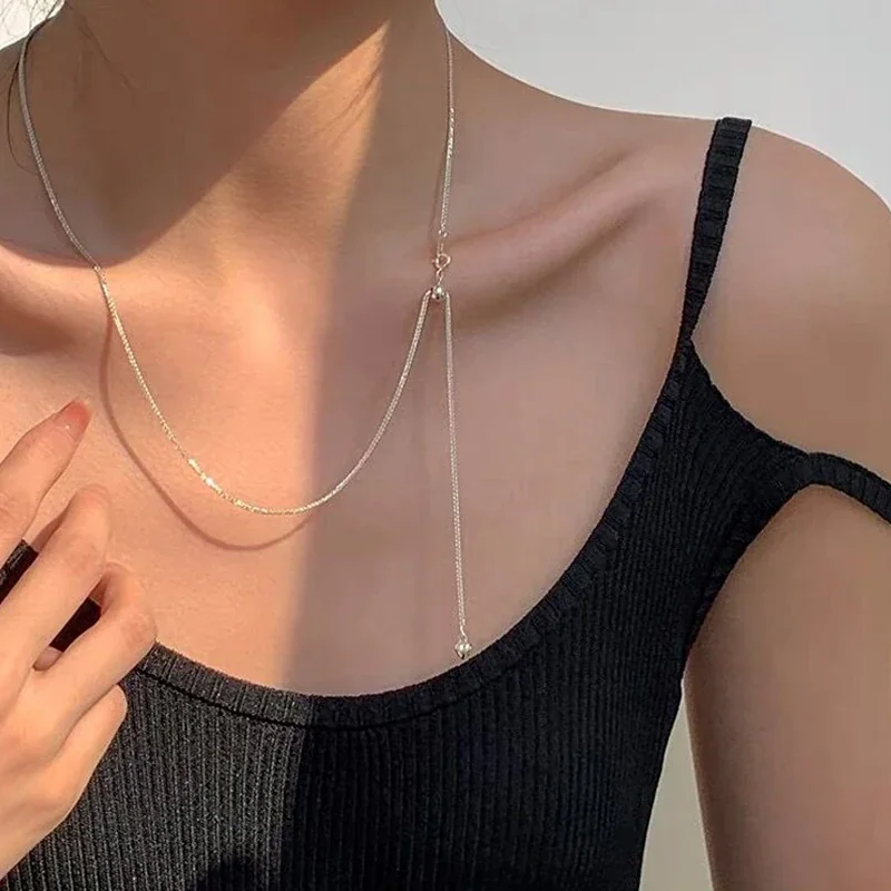 Delicate 925 Sterling Silver Heart Slider Dangling Heart Necklace