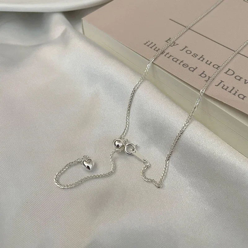 Delicate 925 Sterling Silver Heart Slider Dangling Heart Necklace - 70 cm