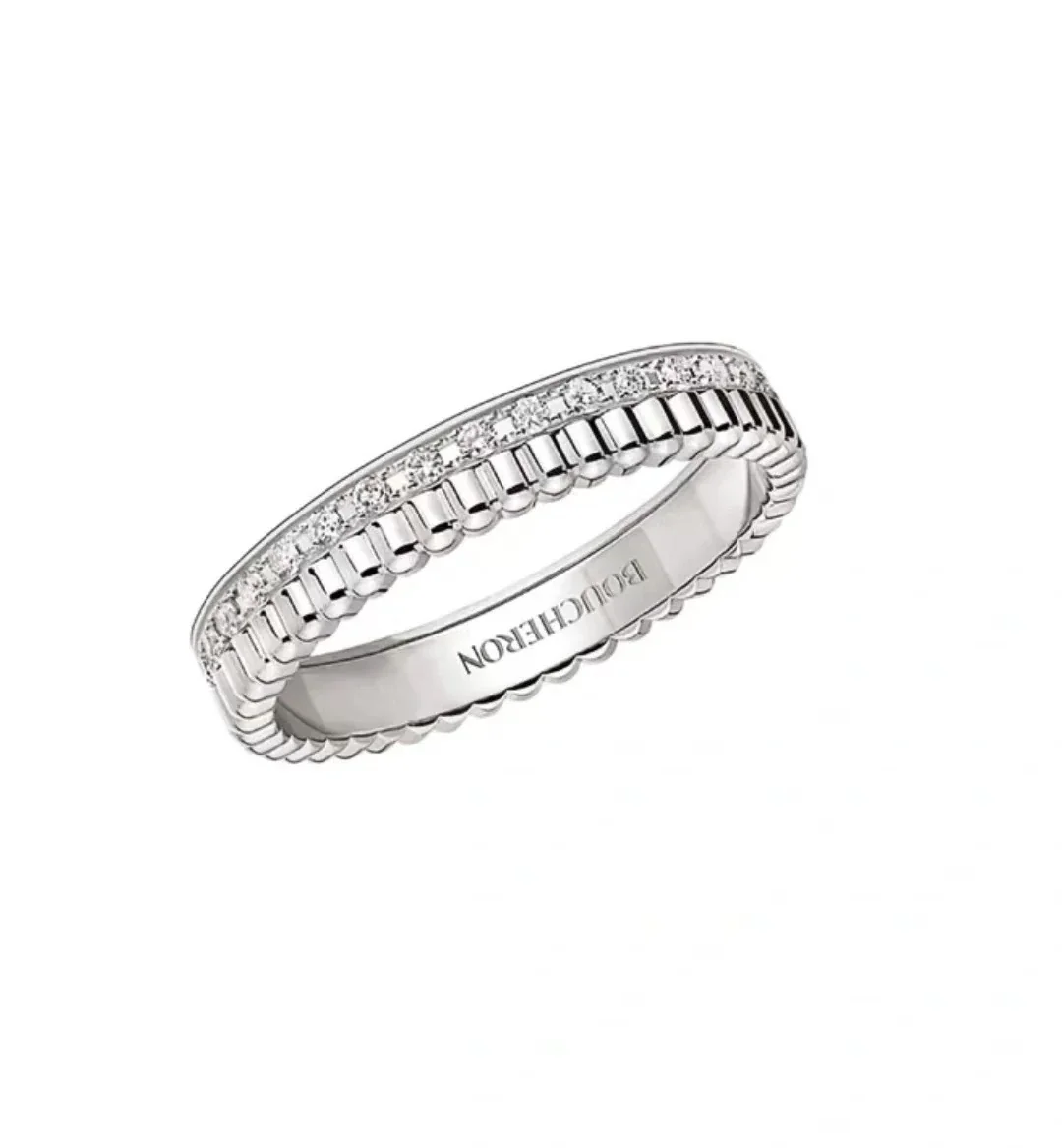 Ribbed 925 Sterling Silver Beaded Clear Stone Ring - Beaded Clear Stone Silver