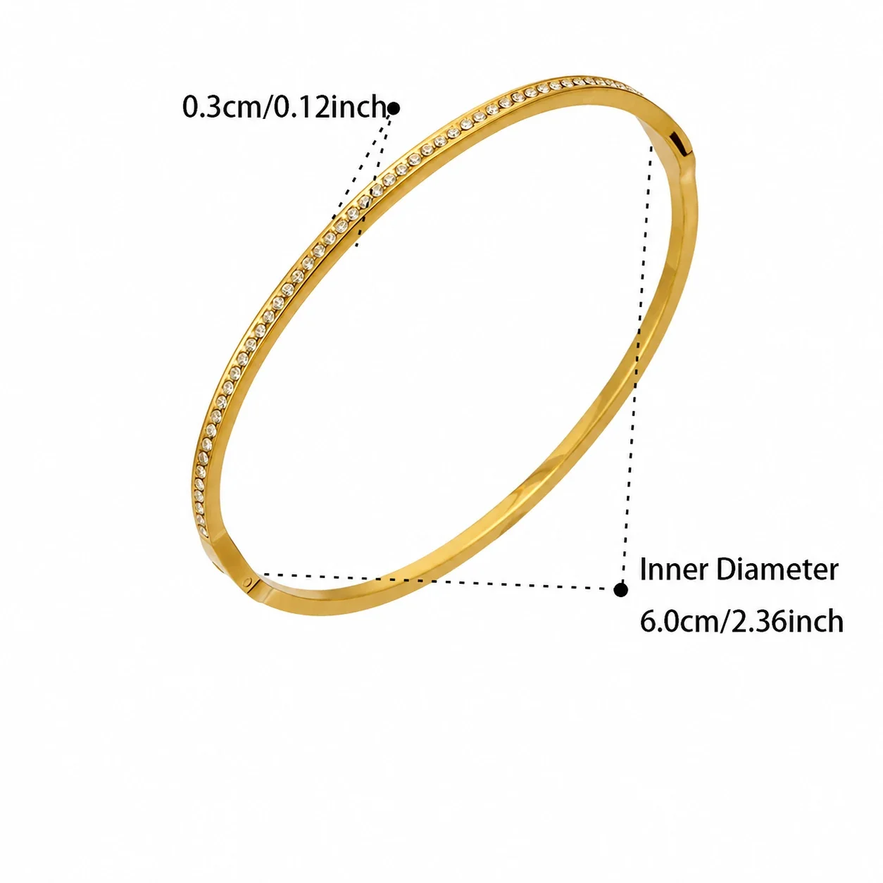 Radiant Gold PVD CZ Wave Flower Steel Bangle - Gold CZ