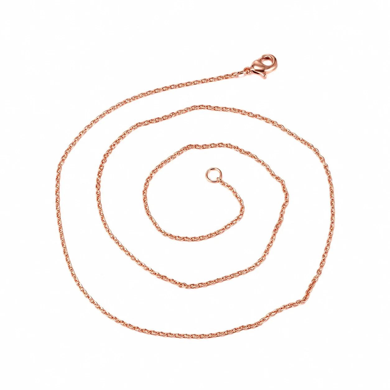 Delicate Rose Gold-Plated Copper Fine O-Link Chain Necklace