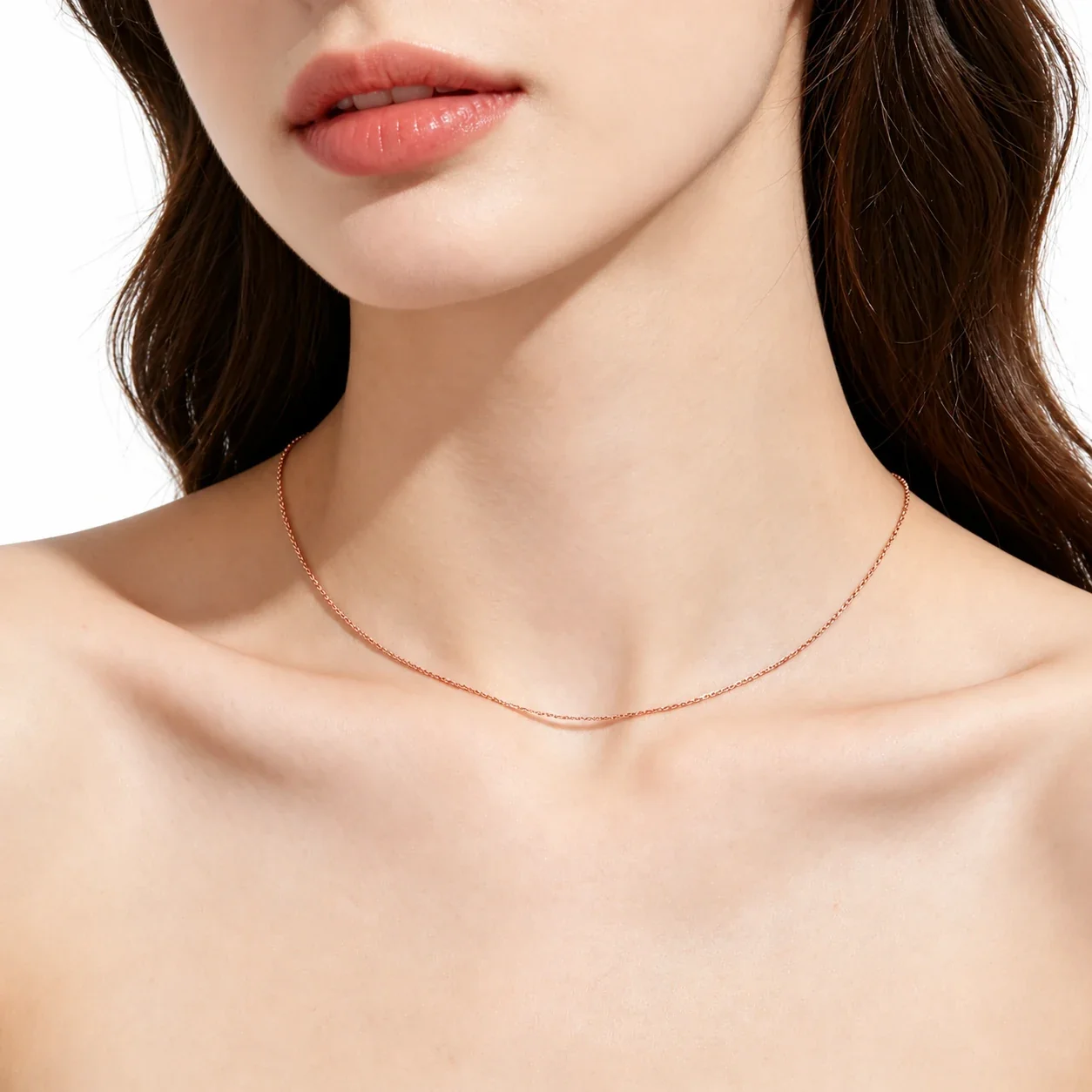 Delicate Rose Gold-Plated Copper Fine O-Link Chain Necklace
