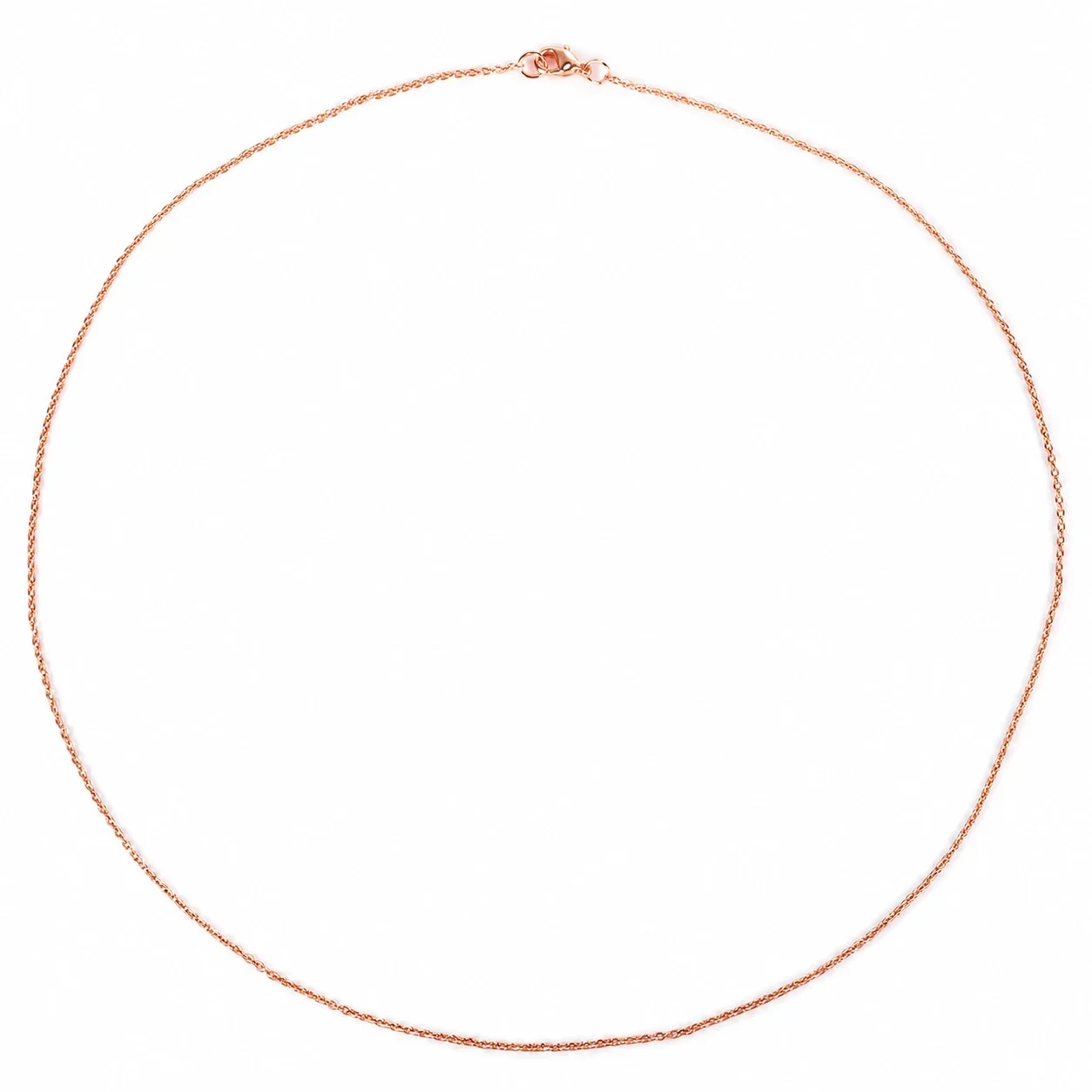 Delicate Rose Gold-Plated Copper Fine O-Link Chain Necklace - 51 cm, 1 mm Fine
