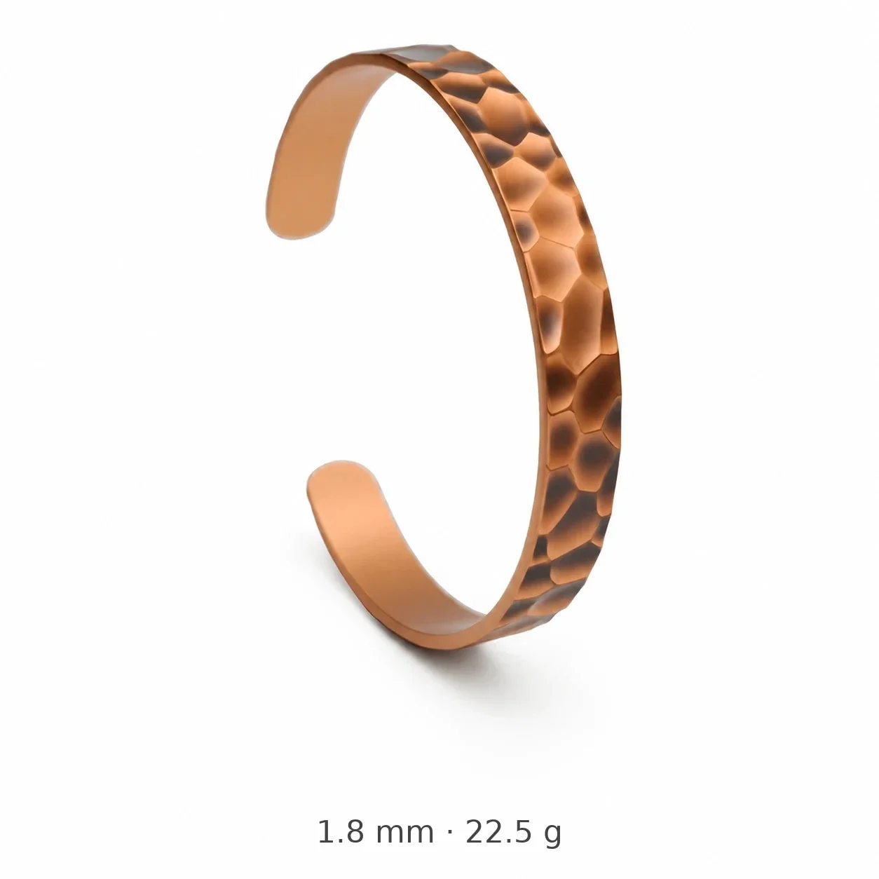 Hammered Copper Open-Cuff Faceted Wide-Band Bangle - Antique Bronze