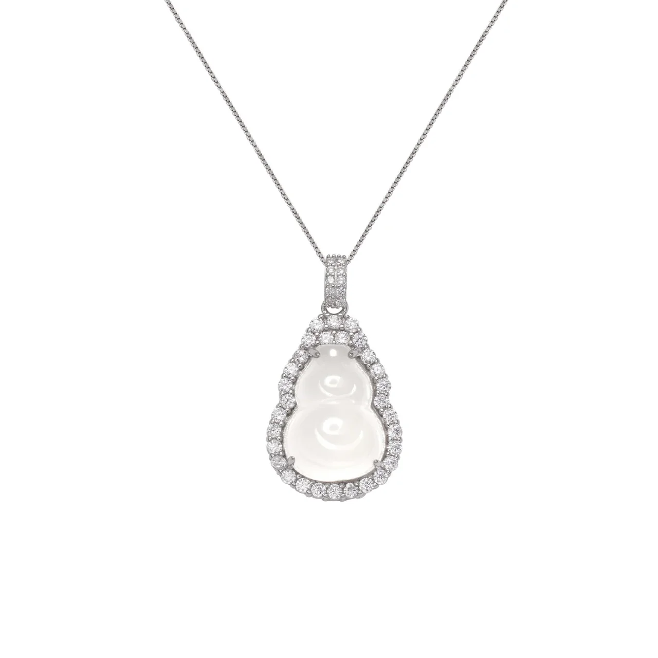 Luminous Gourd 925 Sterling Silver Pavé Halo Necklace
