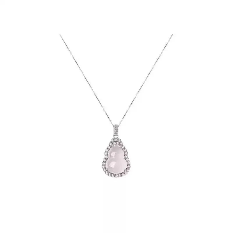 Luminous Gourd 925 Sterling Silver Pavé Halo Necklace - Small Gourd