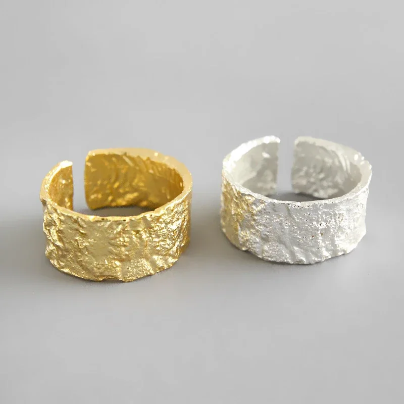 Rugged Gold-Plated Copper Hammered Open Cuff Ring