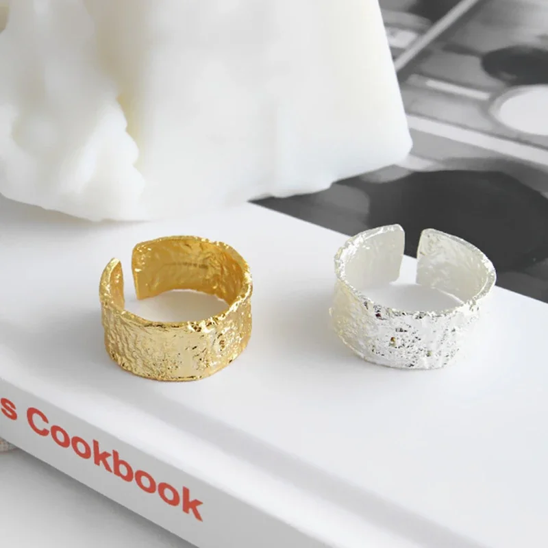 Rugged Gold-Plated Copper Hammered Open Cuff Ring