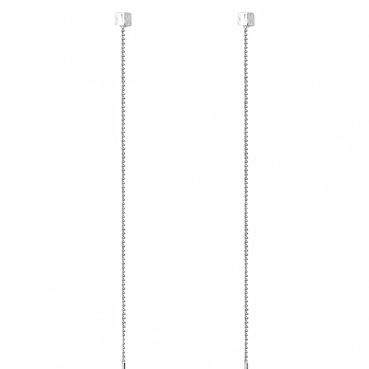 Brushed Square 925 Sterling Silver Threader Earrings
