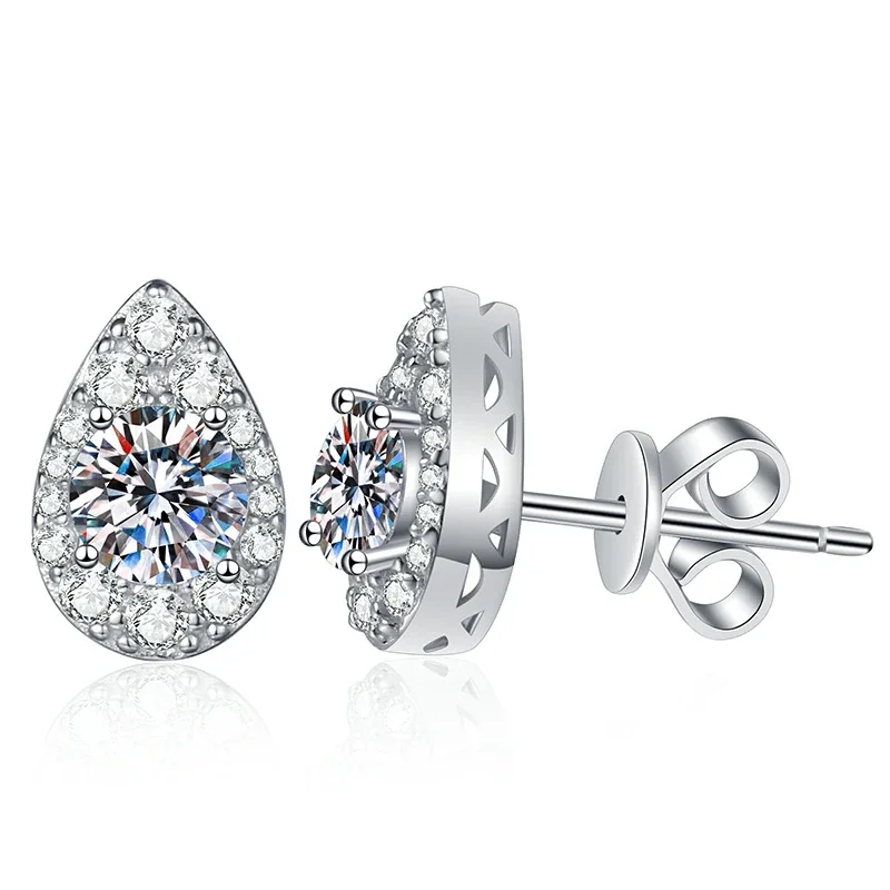 Luminous Teardrop Halo 925 Sterling Silver Stud Earrings
